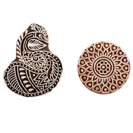 Set of 2 Piece New Mix Wooden Printing Block